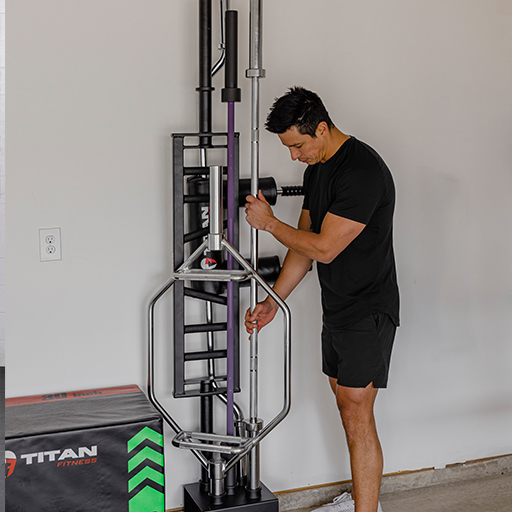 Many different barbells in a barbell holder