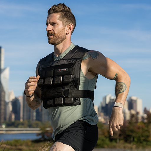 Person running in a weighted vest