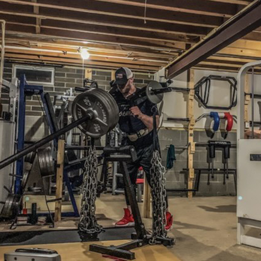 person working out in home gym